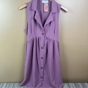 NEW Gilli Sleeveless Collared Button Dress Mauve Women's Large